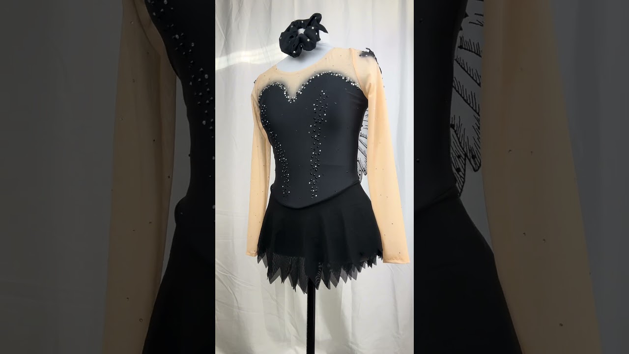 Black swan figure skating dress, photographed during sunrise   #sewingbusiness #smallbusiness - YouTube