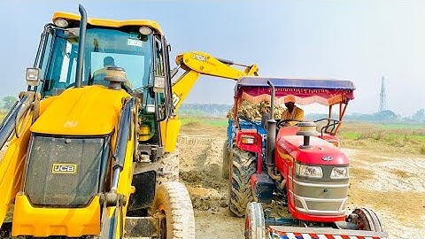 New Jcb 3dx Backhoe Machine Loading Red Mud In 2 Mahindra Tractors | Jcb Tractor Cartoon Video