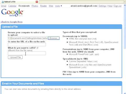 Google Docs: Uploading spreadsheets