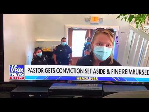 Pastor Powlowski evicts the Calgary Stasi sent to arrest him for opening his church during Covid