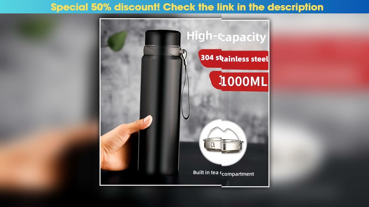 1L Stainless Steel Invehicle Thermos Water Bottle Keep Cold and Hot Water Bottle Thermos for Water