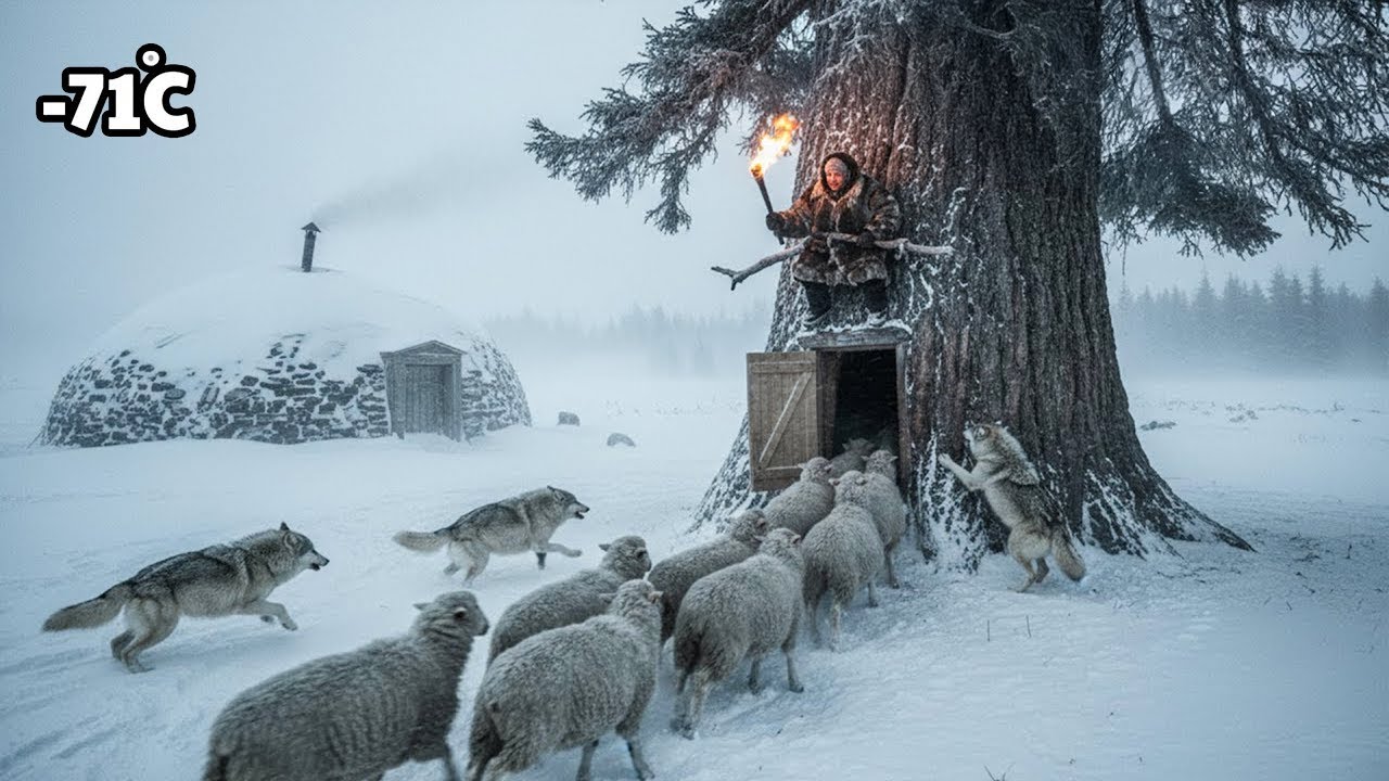 Survival –71°C Blizzard  90 Year Old Widow Builds a Shelter to Protect Her Sheep from Wolves #50