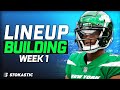 Week 1 NFL DFS: Single Lineup Sim Building | NFL DFS Strategy