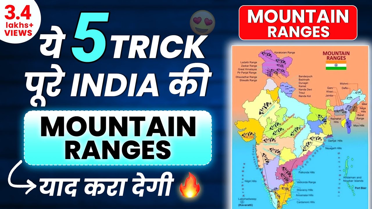 BEST GEOGRAPHY GK TRICKS IN HINDI ALL MOUNTAIN RANGES OF INDIA ...