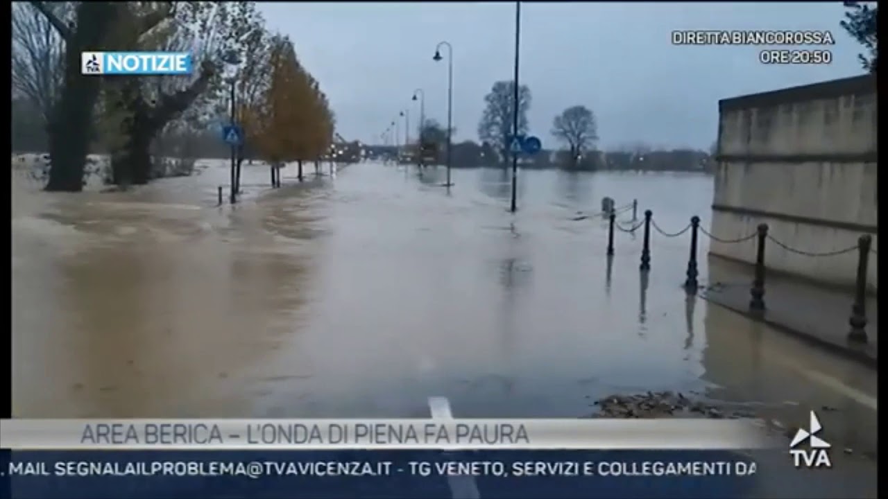 Area Berica - L'onda di piena fa paura -  servizio di TVA Vicenza 06 dicembre 2020 delle 