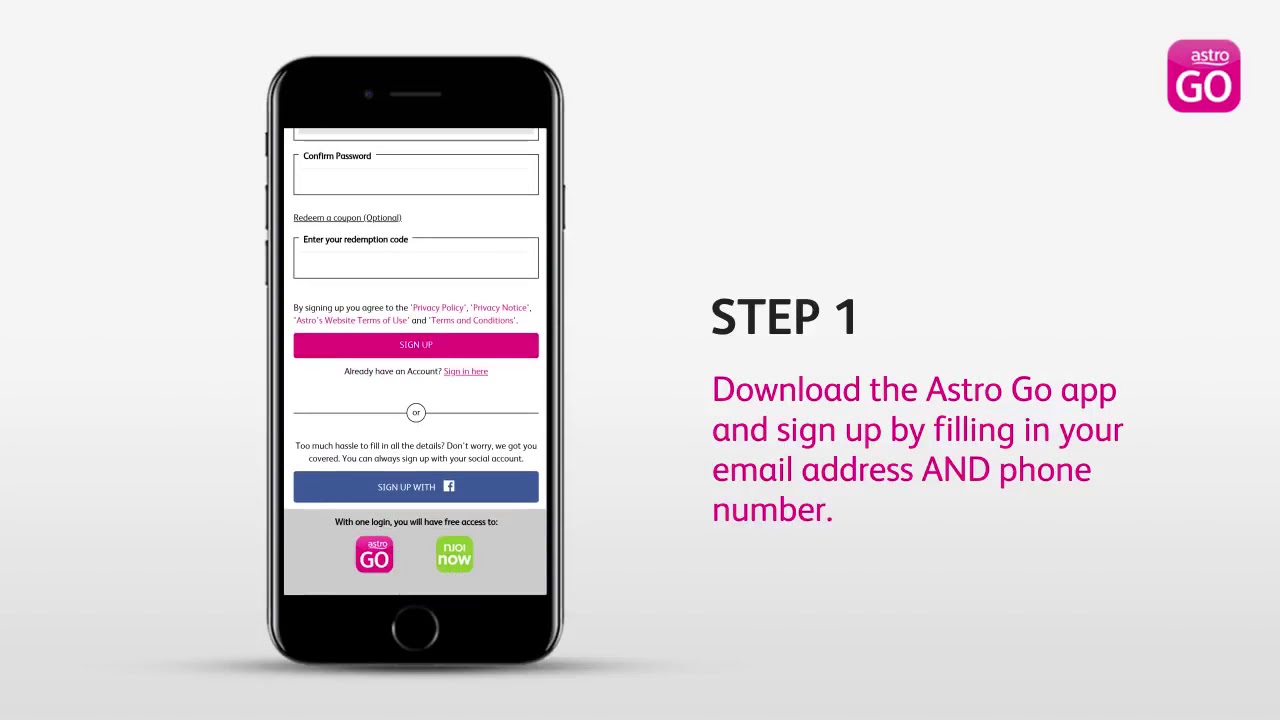 How To Sign Up Astro Go Youtube