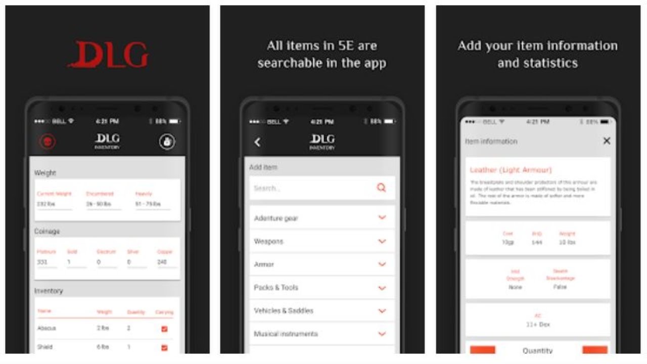 dm tips satine DLG Inventory 5E for D&D Application Review