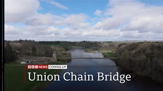 Union Chain Bridge (200-years-old) reopens between England & Scotland (UK)