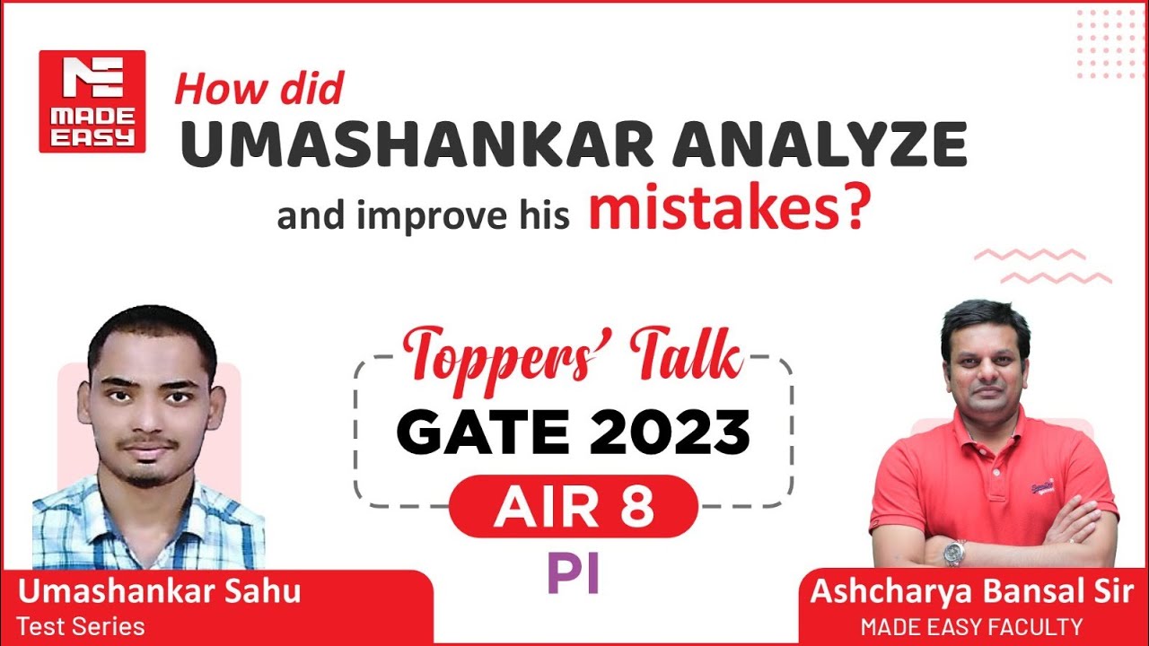 GATE 2023 Topper| PI | Uma Shankar SA | AIR-8 | Toppers' Talk | With Ashcharya Bansal Sir| MADE EASY