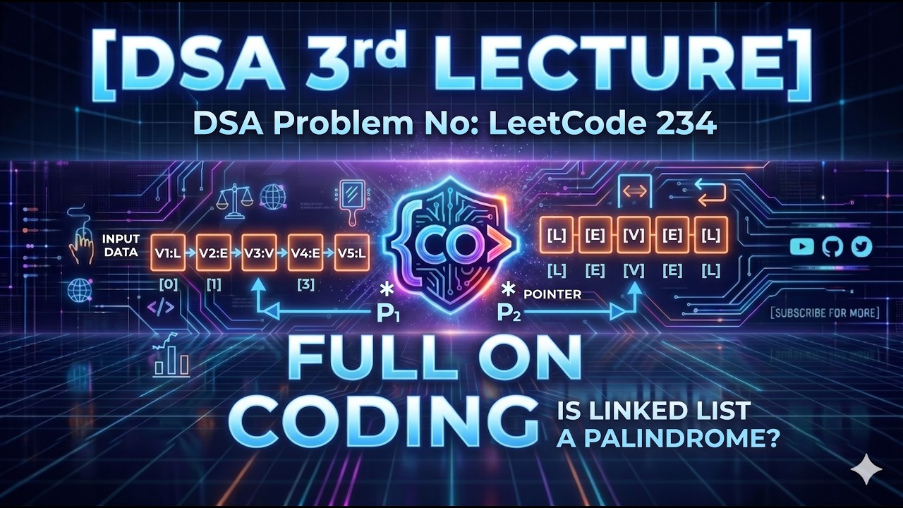 DSA SERIES | Array and Pointers | LECTURE 3 | LEETCODE PROBLEM 234 ...