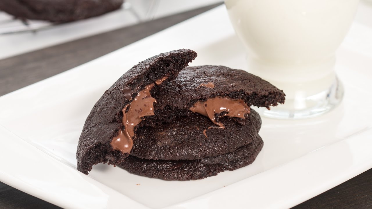 Nutella Stuffed Chocolate Cookies Recipe | Home Cooking Adventure