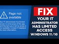 FIX Page Not Available Your IT Administrator Has Limited Access Windows 11 10