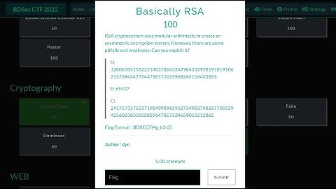 Basically RSA | Cryptography | BDSEC-CTF 2022 | GUTI BABA
