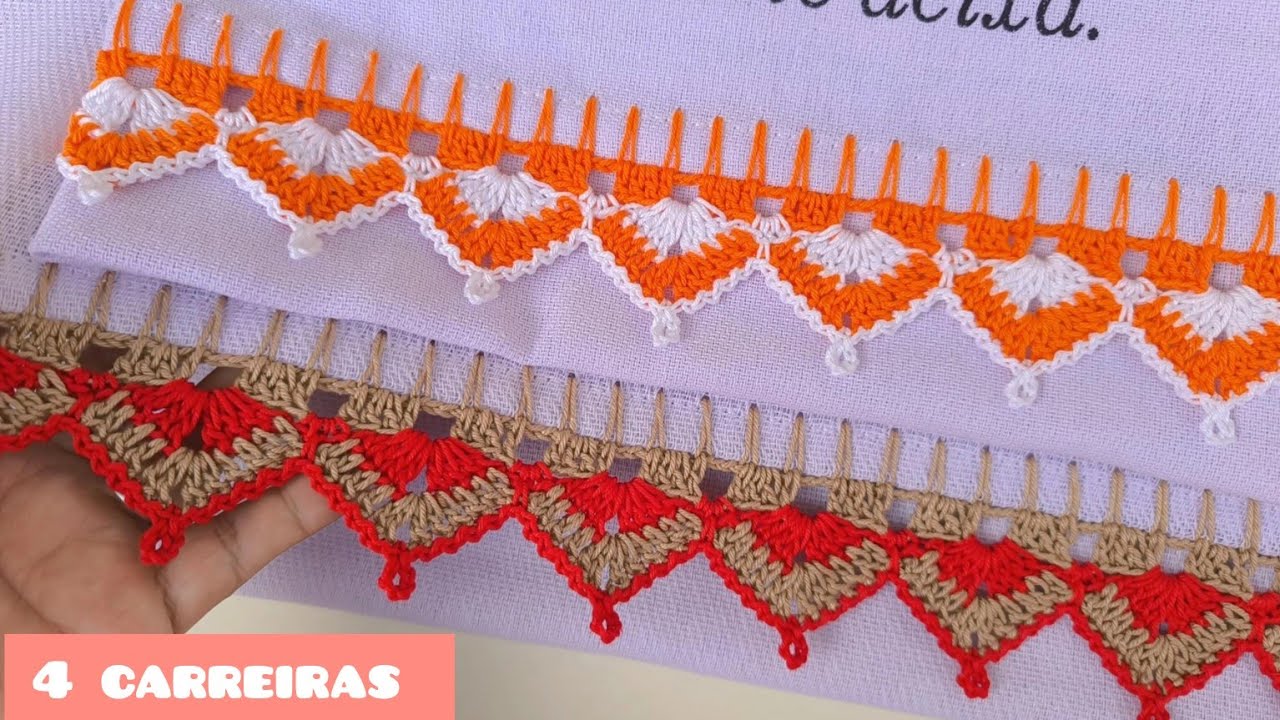 #25 Barrado fácil e rápido para Panos de prato #crochet #barradinho