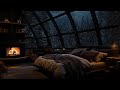Feel the night blizzard atmosphere in the house in the forest  cozy comfortable fireplace