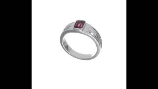 14k White Gold Ruby and Real Diamond Mens Ring