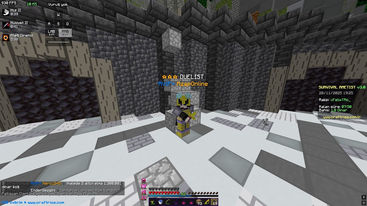 KRAL / ZEHIR / BUZ KESME / PARALI DUELLER - Craftrise Survival Ametist