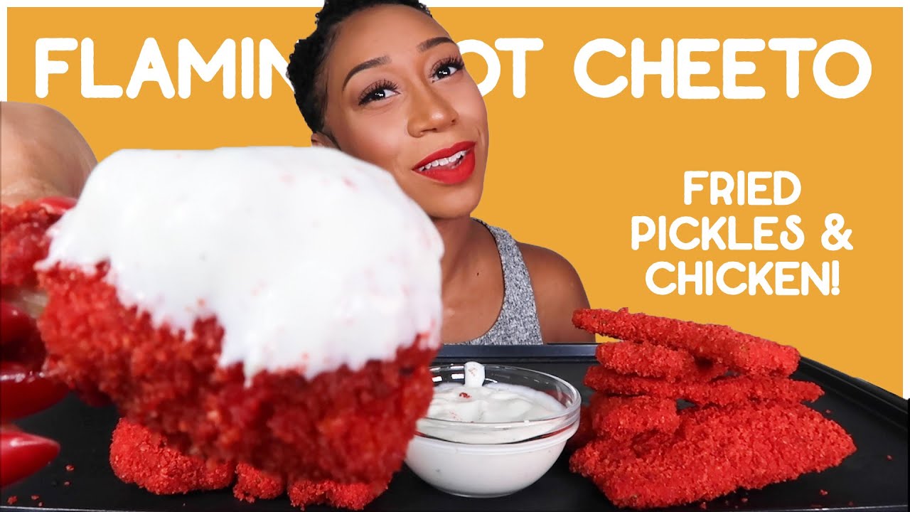 FLAMING HOT CHEETO FRIED CHICKEN AND FRIED PICKLES