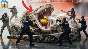 GIANT PYTHON vs YELLOW DUCK, ARMY & POLICE RESCUE WILD MISSION ⚡🐍🦆 #WildRescue #DuckAttack #shorts