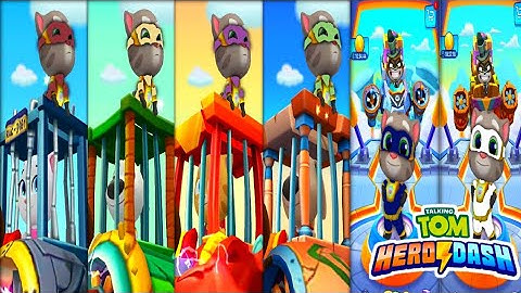 talking tom hero dash - super hero tom full colour suit - saving all heroes gameplay (android, ios)