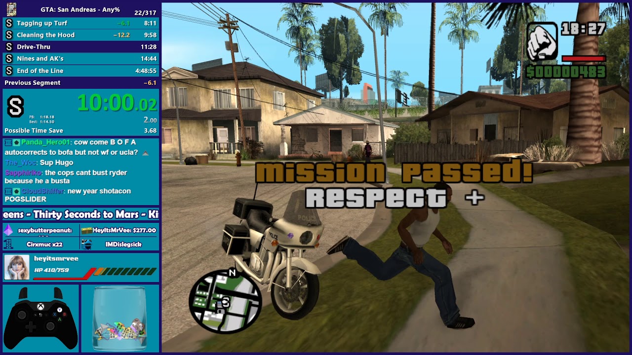 GTA San Andreas Any% Speedrun - Hugo_One Twitch Stream - 12/31/2019 ...