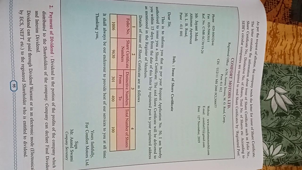 correspondence-with-members-1-letter-for-issue-share-certificate-youtube