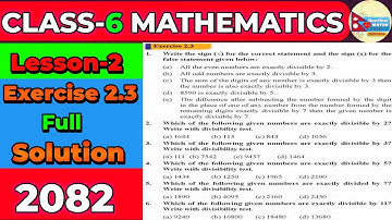 Class 6 Math Exercise 2.3 Solution | Class 6 Math Lesson 2 Whole Number Exercise 2.3 Answers 2082