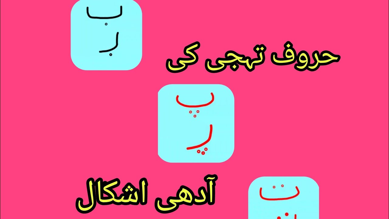 Urdu Haroof Tahajji ki Poori or Adhi Shaakal. Half and full Shapes of