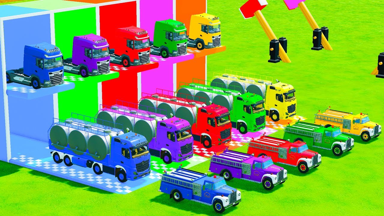 ALL COLORFUL POLICE, FIRE & RESCUE VEHICLES TRANSPORTED IN FARMING SIMULATOR 25!
