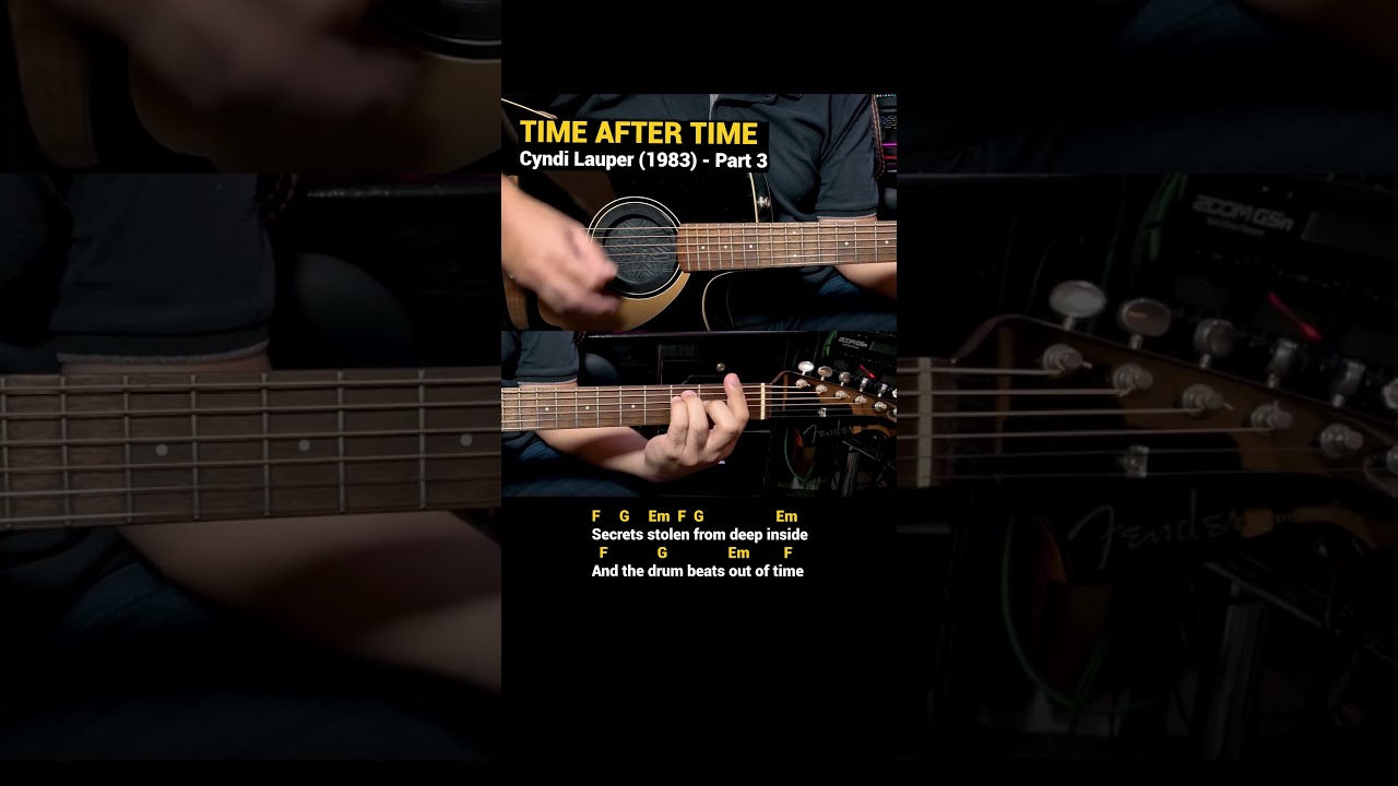 Time After Time - Cyndi Lauper (1983) Easy Guitar Chords Tutorial with Lyrics Part 3 SHORTS REELS