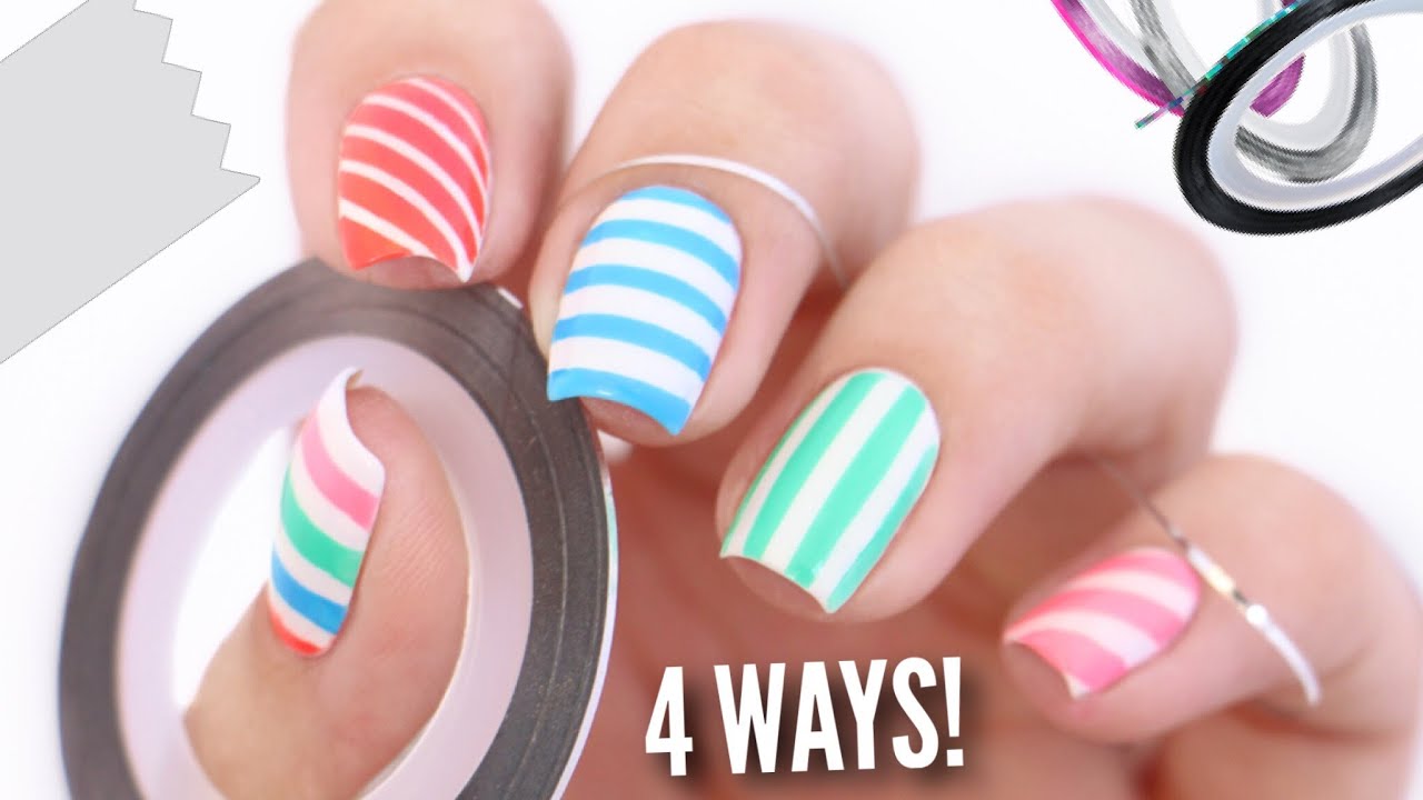 4 Ways To Easily Get Perfect Striped Nails! - YouTube