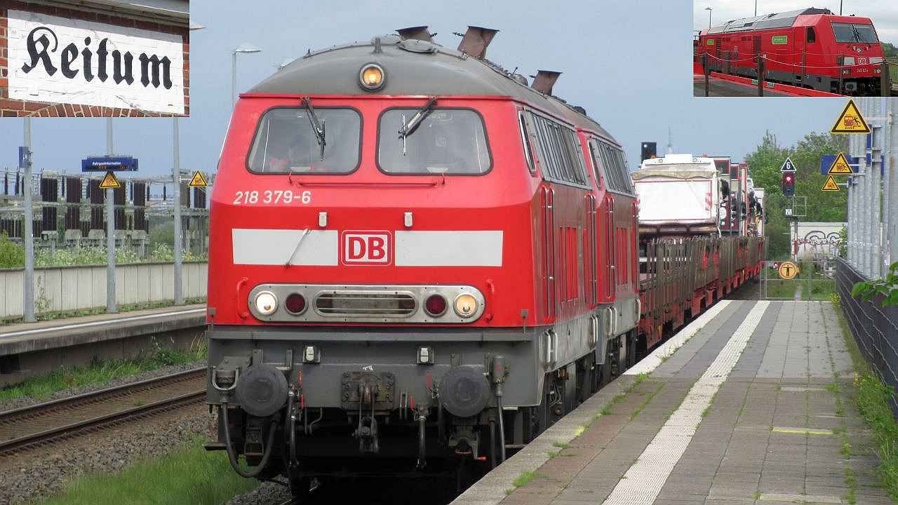 Germany: DB AutoZug car shuttles seen at Keitum (Sylt) hauled by DB Class 218 and 245 diesel locos