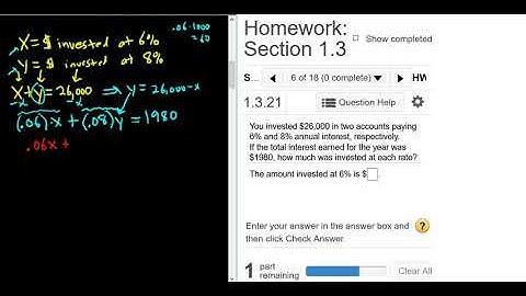 Investment Word Problem College Algebra MyMathlab Homework