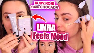 TESTEI a NOVA BASE FLUIDA da RUBY ROSE | linha FEELS MOOD (base, corretivo, mascara de cílios .. )