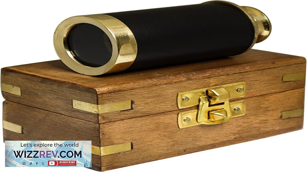 Handheld Brass Antique Telescope Spyglass with Wooden Box Pirate Navigation 6