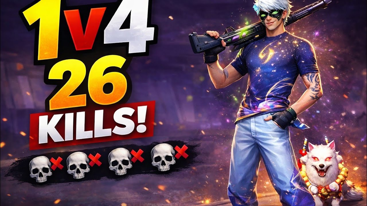 Free Fire 1v4 instance Gameplay in Bermuda map 26 kill  #trending #ff 