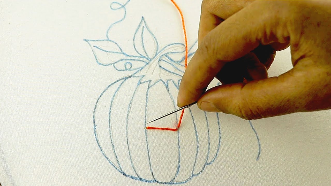 How to embroider pumpkin (easy steps) - Cómo bordar calabaza (paso fácil)