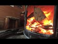 vr wood burning stove in log home