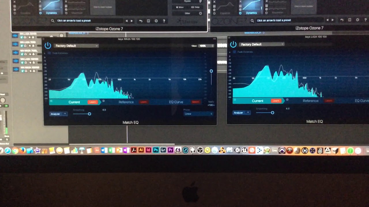 WA2A vs LA2A 100 Gain + 100 Peak Reduction Keyboard Frequency and Volume analysis and comparison