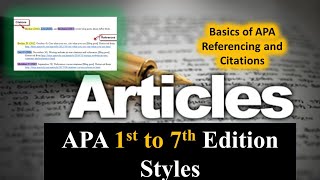 Basics of APA Citing and Referencing || Different Editions of APA ( 1st to 7th APA Edition)