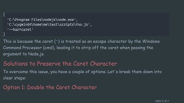 How to Handle the ^ Caret Character in Node.js Arguments