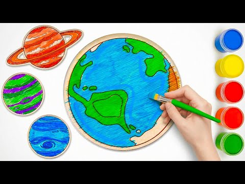 Let’s Draw the Earth & Planets 🎨🪐 | Easy Space Coloring for Kids