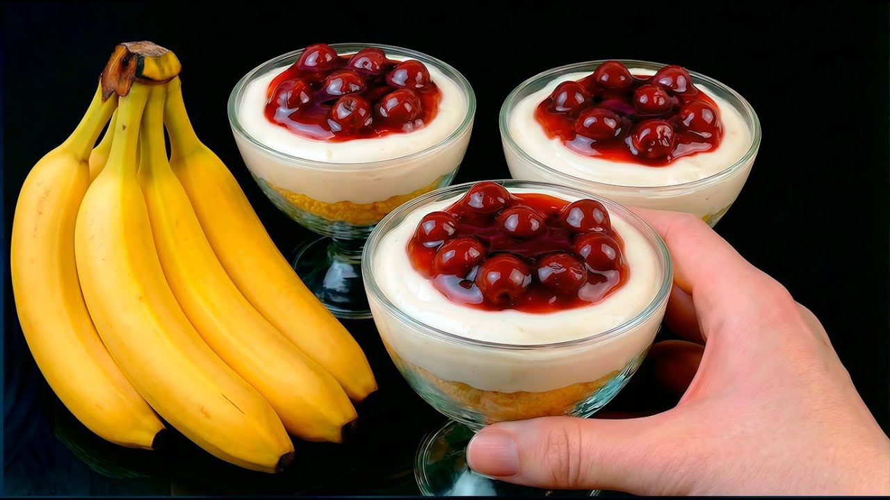 Домашний десерт за 5 минут: вишня и банан. Я ГОТОВЛЮ снова и снова — БЕЗ выпечки! #
