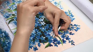 Embroidery by hand for a beautiful embroidery picture | Embroidery Art | Blue Phlox Flowers pattern