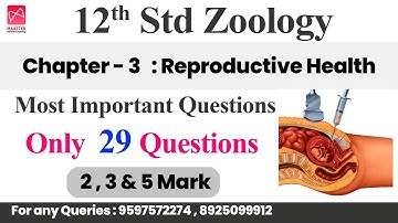 12th Std Zoology | Chapter - 3 | Most Important Questions | Only 29 Questions - Public Centum Plan