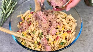 Я никогда не устану есть этот салат из тунца! Красочный салат из пасты с тунцом - Рецепт # 95
