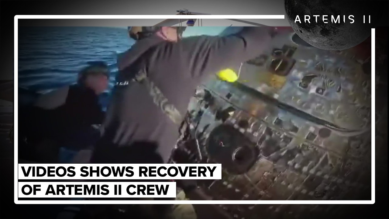 NASA releases video of Artemis II astronauts after splashdown - YouTube