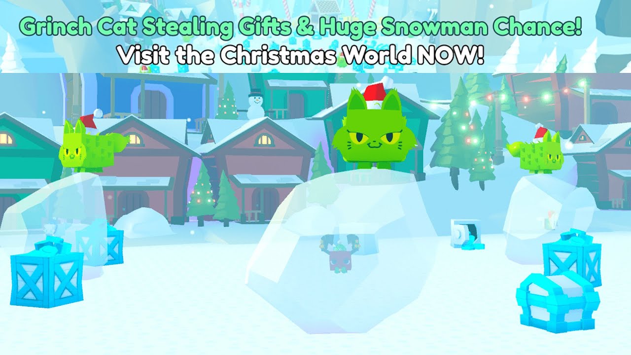 GRINCH CAT STEALING GIFTS & HUGE SNOWMAN CHANCE CHRISTMAS WORLD EVENT