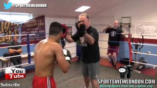 Conor Benn Explosive pads session with Jimmy Tibbs in London