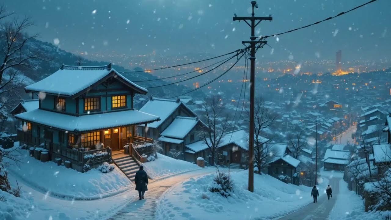 Snowy Lantern Street Lofi ❄️ Calm Hip Hop for Sleep